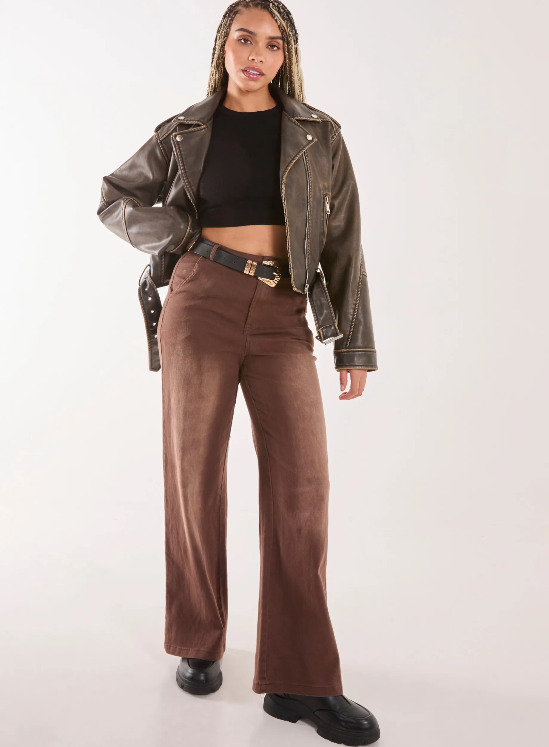 Acid Wash Wide Leg Jeans