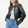 Badge Racer Cropped PU Jacket