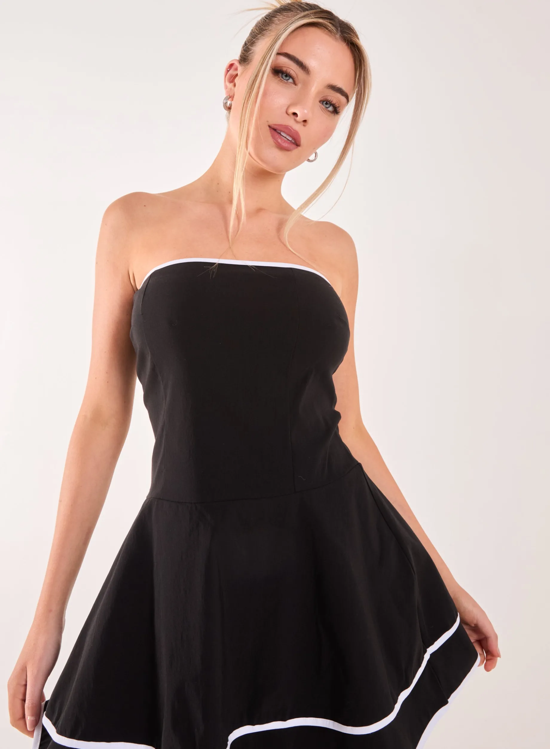 Bandeau Contrast Binding Mini Dress