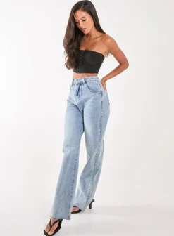 Bandeau Eyelet Detail Corset Top