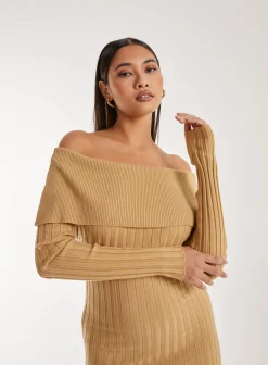 Bardot Ribbed Knit Maxi Dress