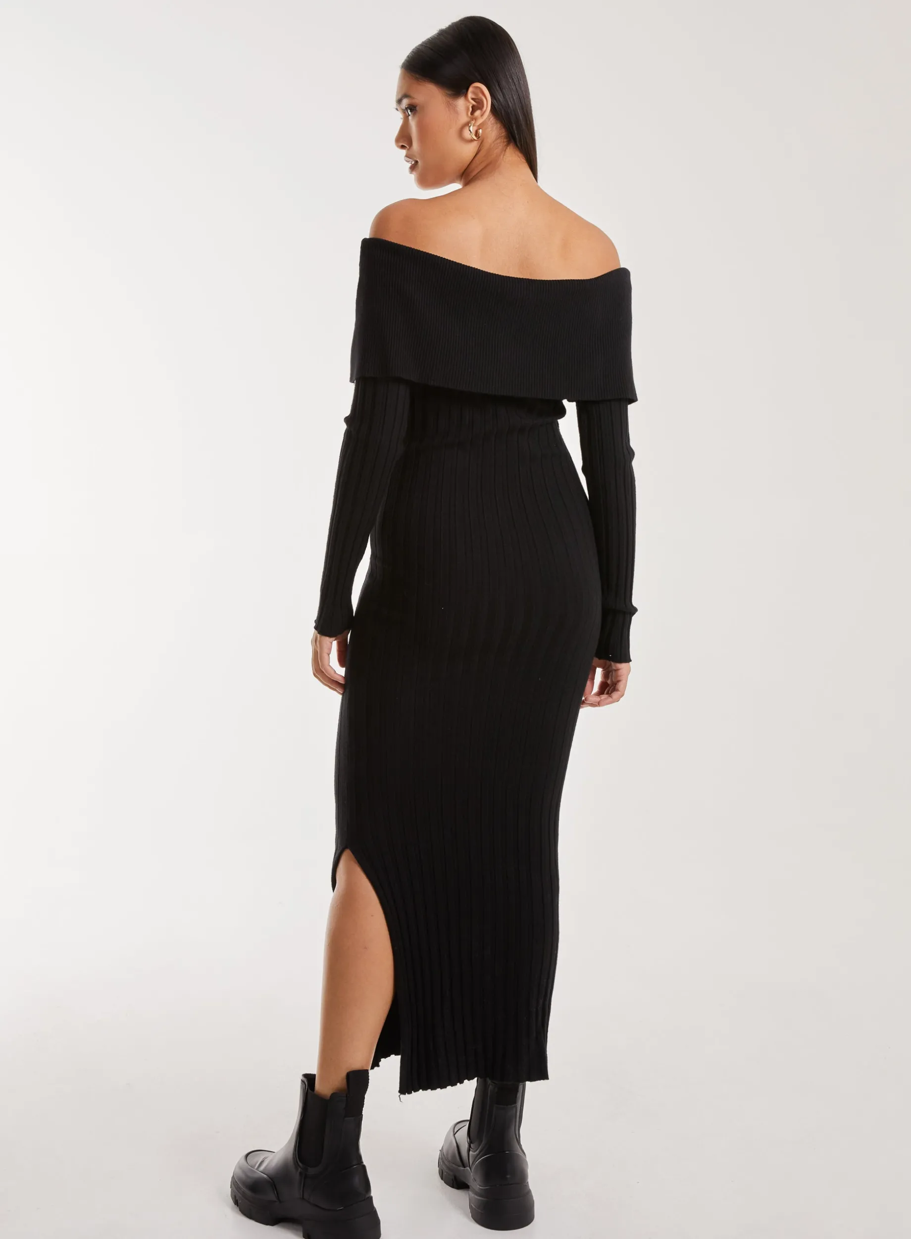 Bardot Ribbed Knit Maxi Dress