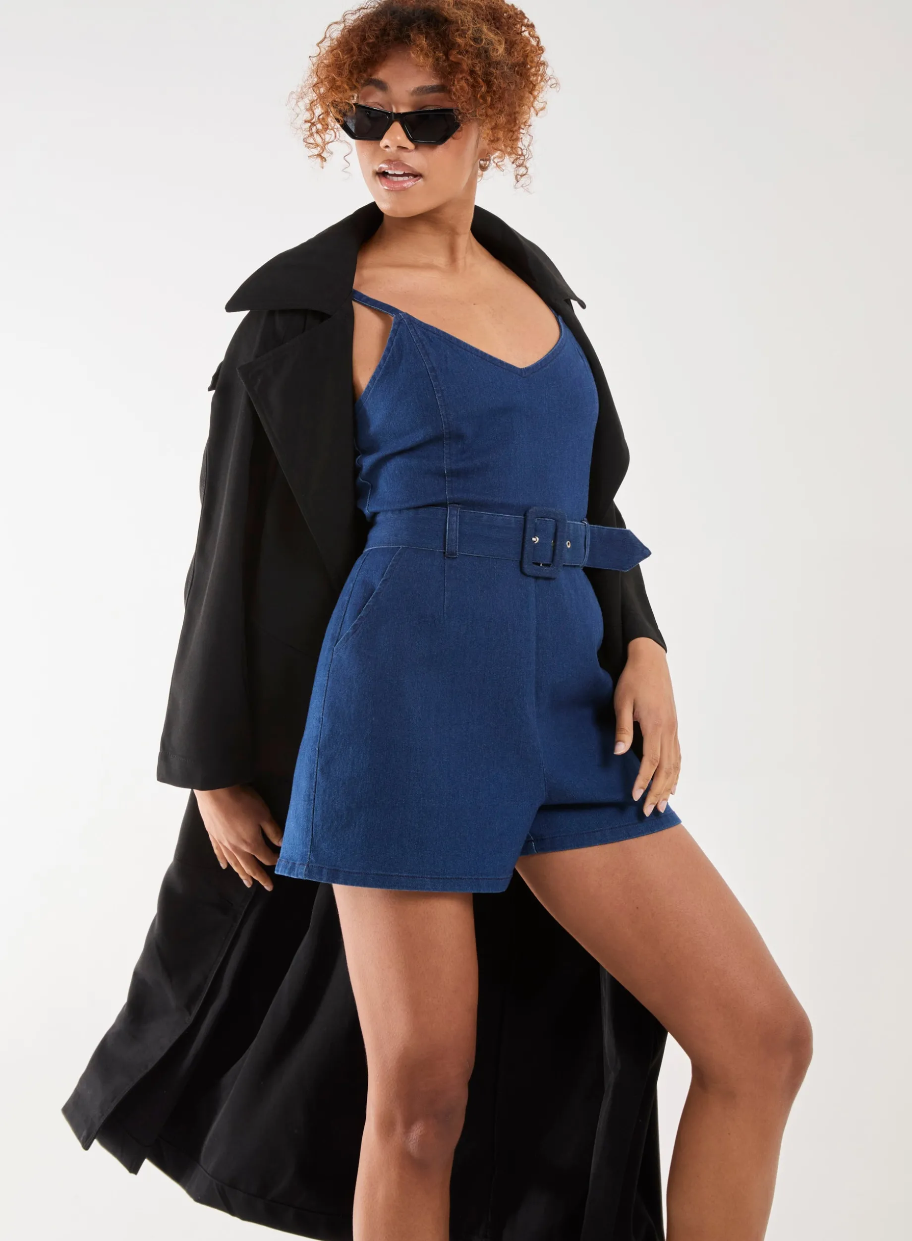 Belted Denim Playsuit