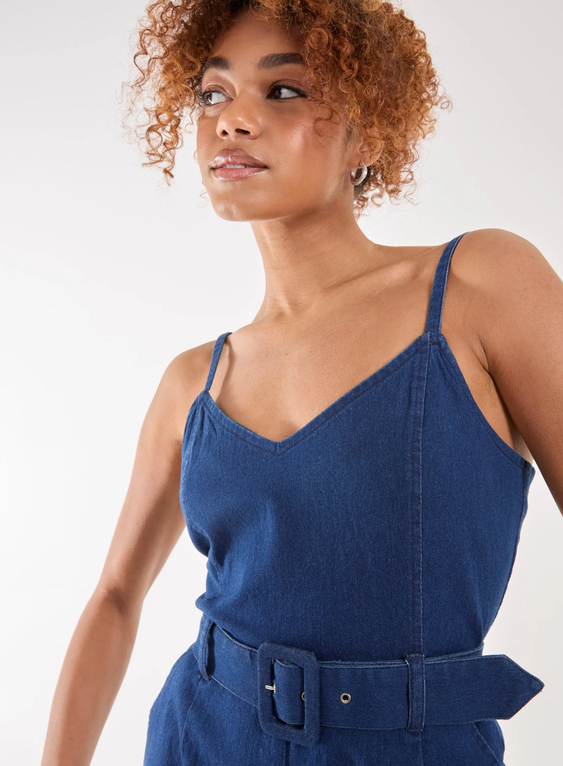 Belted Denim Playsuit