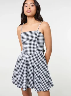 Bow Back Gingham Mini Dress
