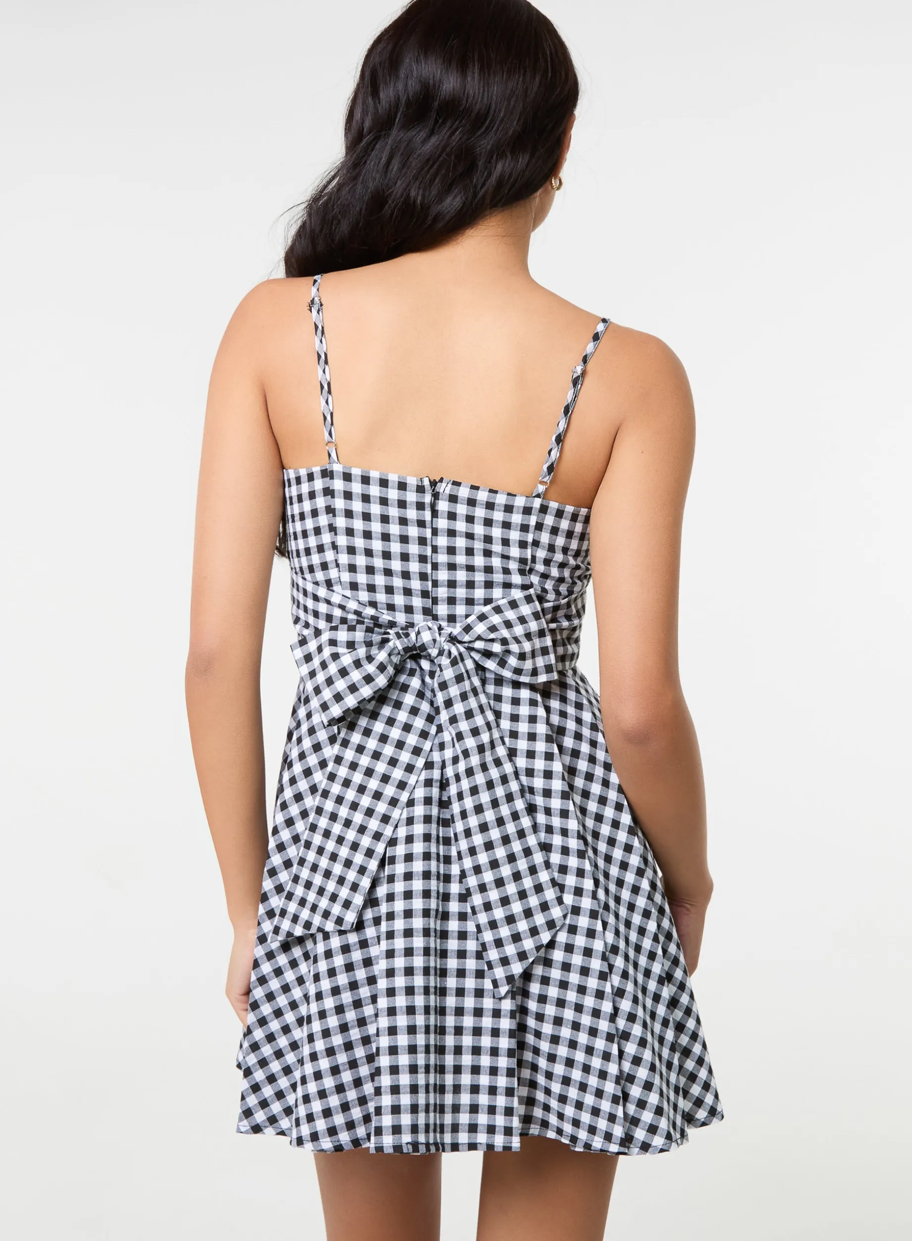Bow Back Gingham Mini Dress