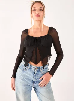 Butterfly Long Sleeve Mesh Top