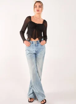 Butterfly Long Sleeve Mesh Top