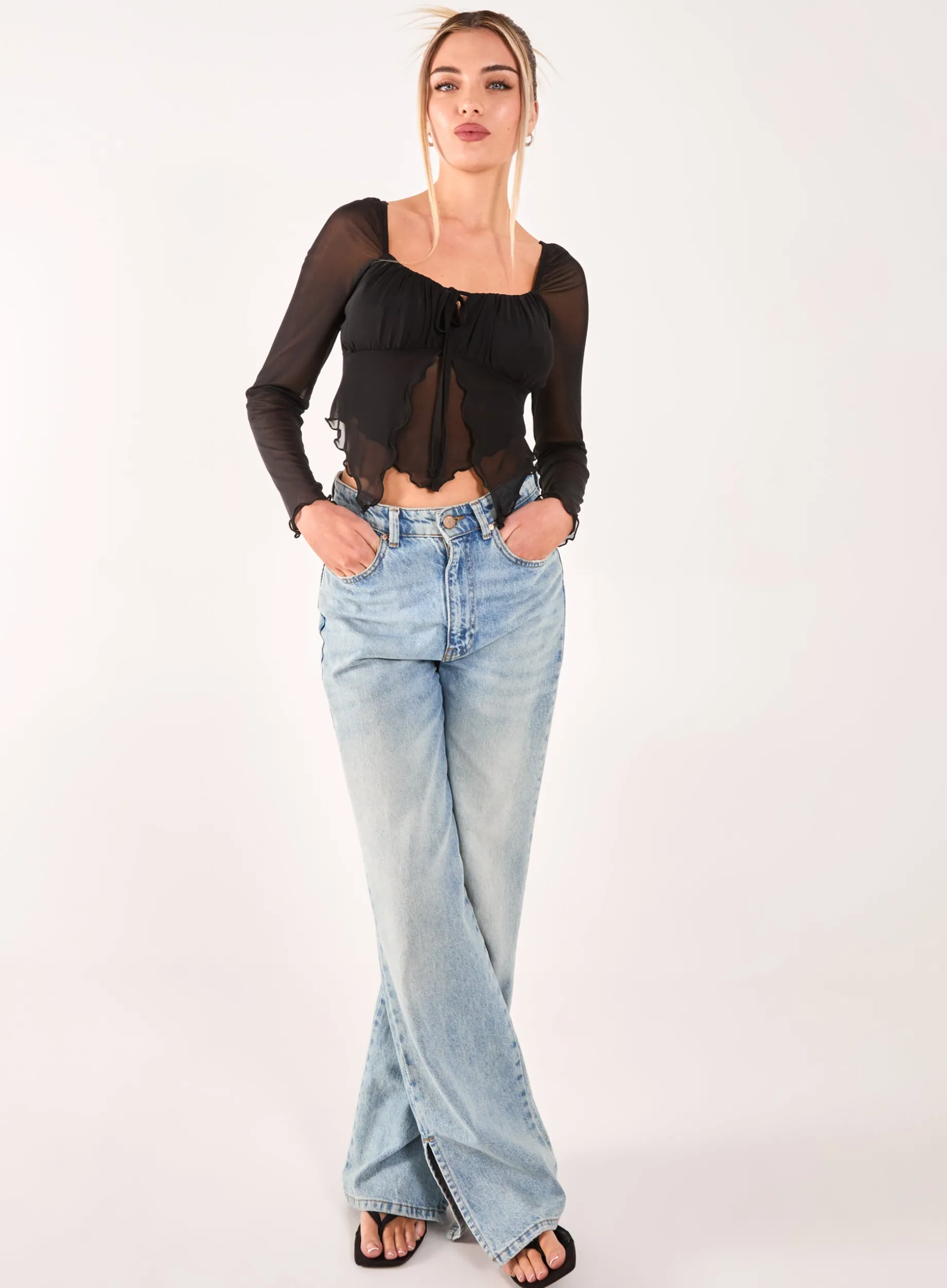 Butterfly Long Sleeve Mesh Top