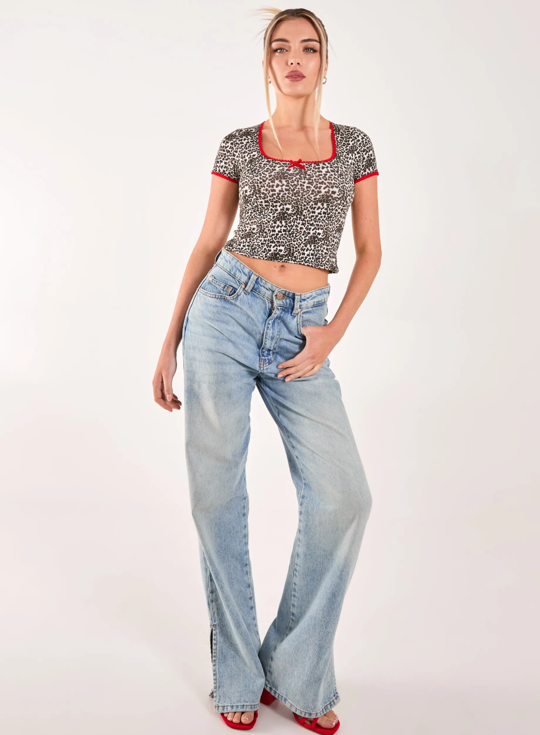 Cap Sleeve Leopard Print Top