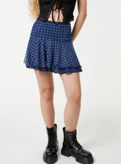 Check Ruffle Mini Skirt