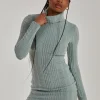 Chunky Brushed Rib Roll Neck Dress