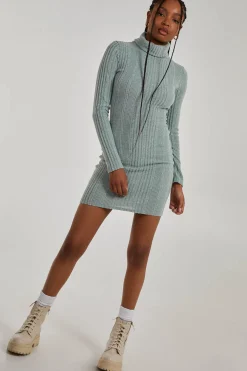 Chunky Brushed Rib Roll Neck Dress