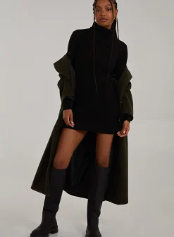 Chunky Brushed Rib Roll Neck Dress