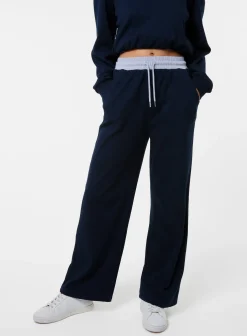 Contrast Band Wide Leg Joggers