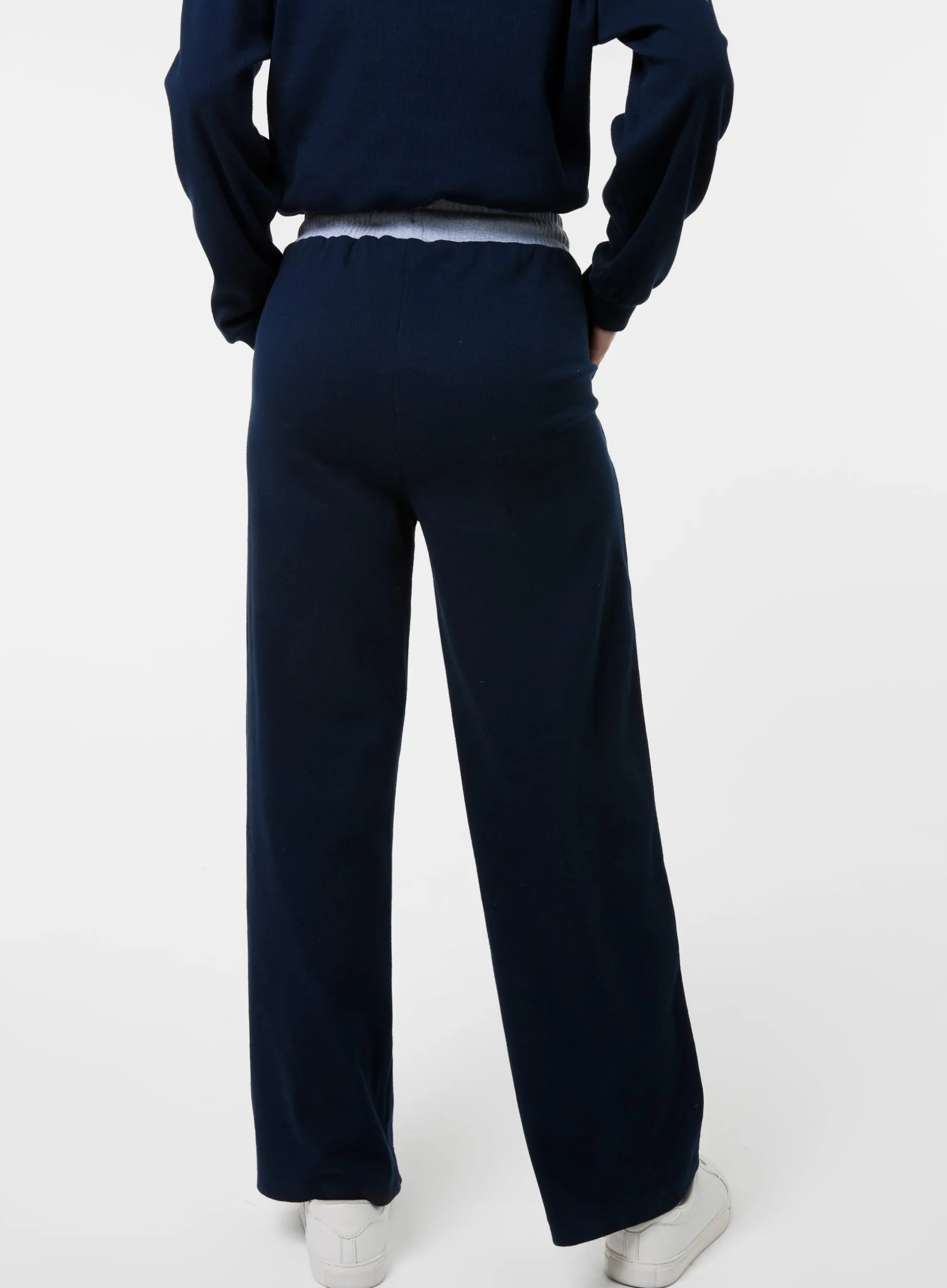 Contrast Band Wide Leg Joggers
