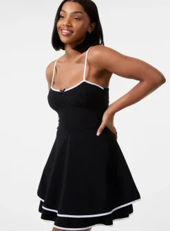 Contrast Binding Tiered Mini Dress