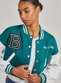 Contrast Sleeve Baseball Jacket