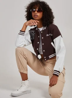 Contrast Sleeve Baseball Jacket
