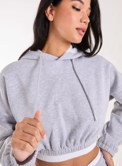 Contrast Waistband Cropped Hoodie