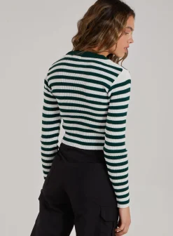 Cropped Striped Knit Jumper