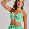 Daisy Print Tie Back Crop Top