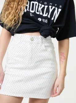 Denim Diamante Mini Skirt