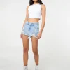 Denim Embellished Distressed Shorts