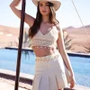 Denim Pleat Mini Skirt