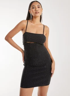 Diamante Peekaboo Mini Dress