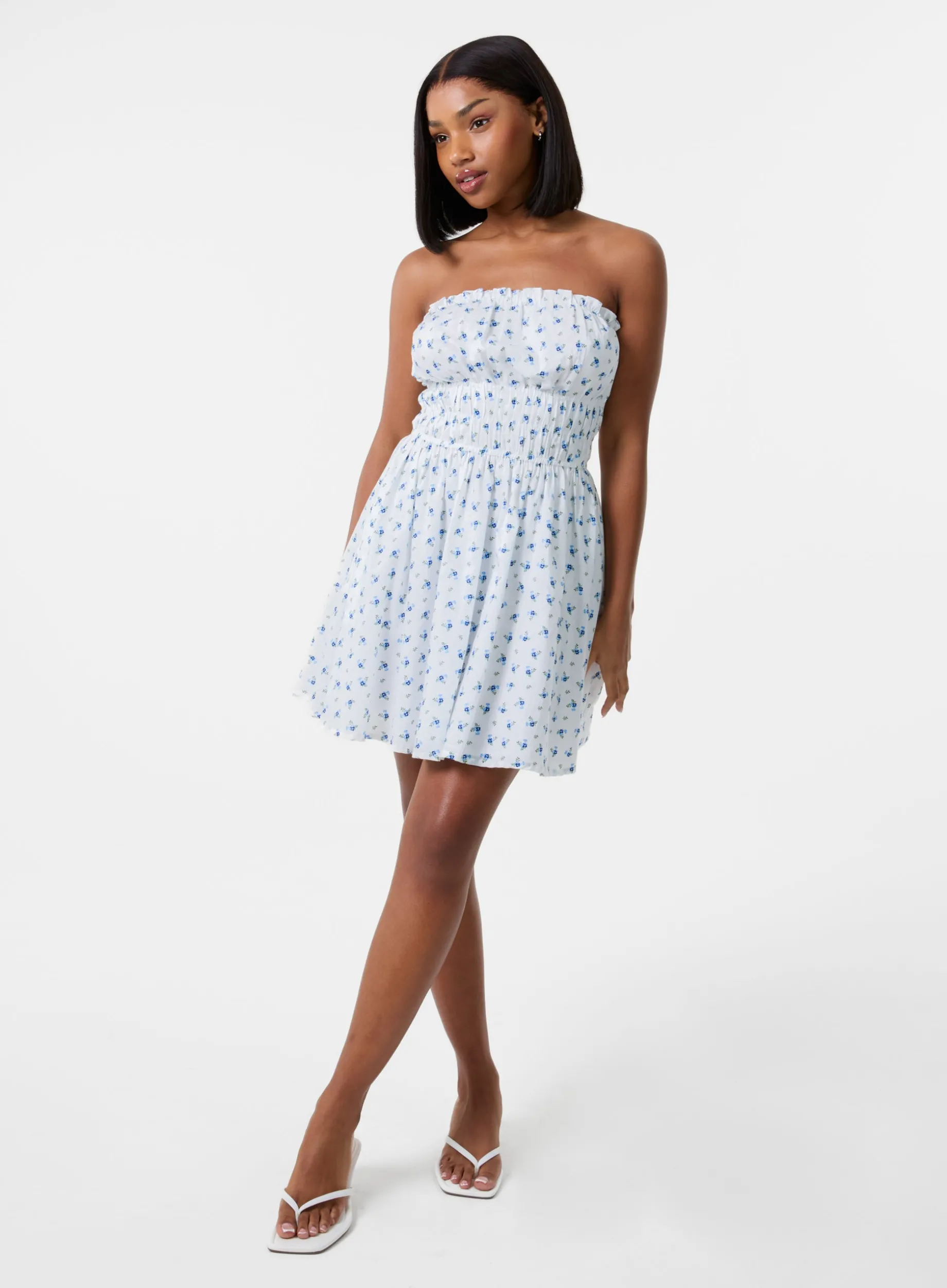 Ditsy Bandeau Mini Dress