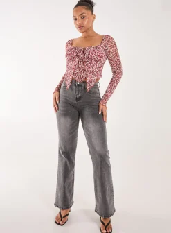 Ditsy Floral Print Long Sleeve Butterfly