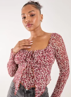 Ditsy Floral Print Long Sleeve Butterfly