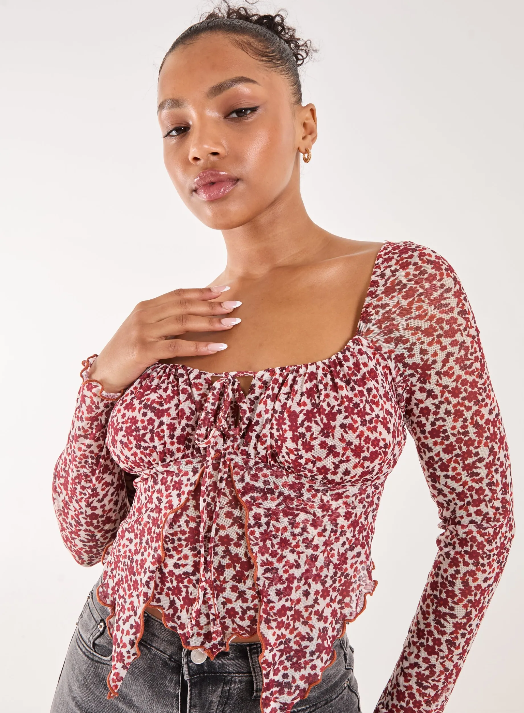 Ditsy Floral Print Long Sleeve Butterfly