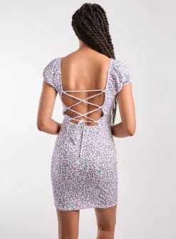 Ditsy Puff Sleeve Mini Dress
