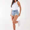 Embellished Diamante Dark Denim Shorts