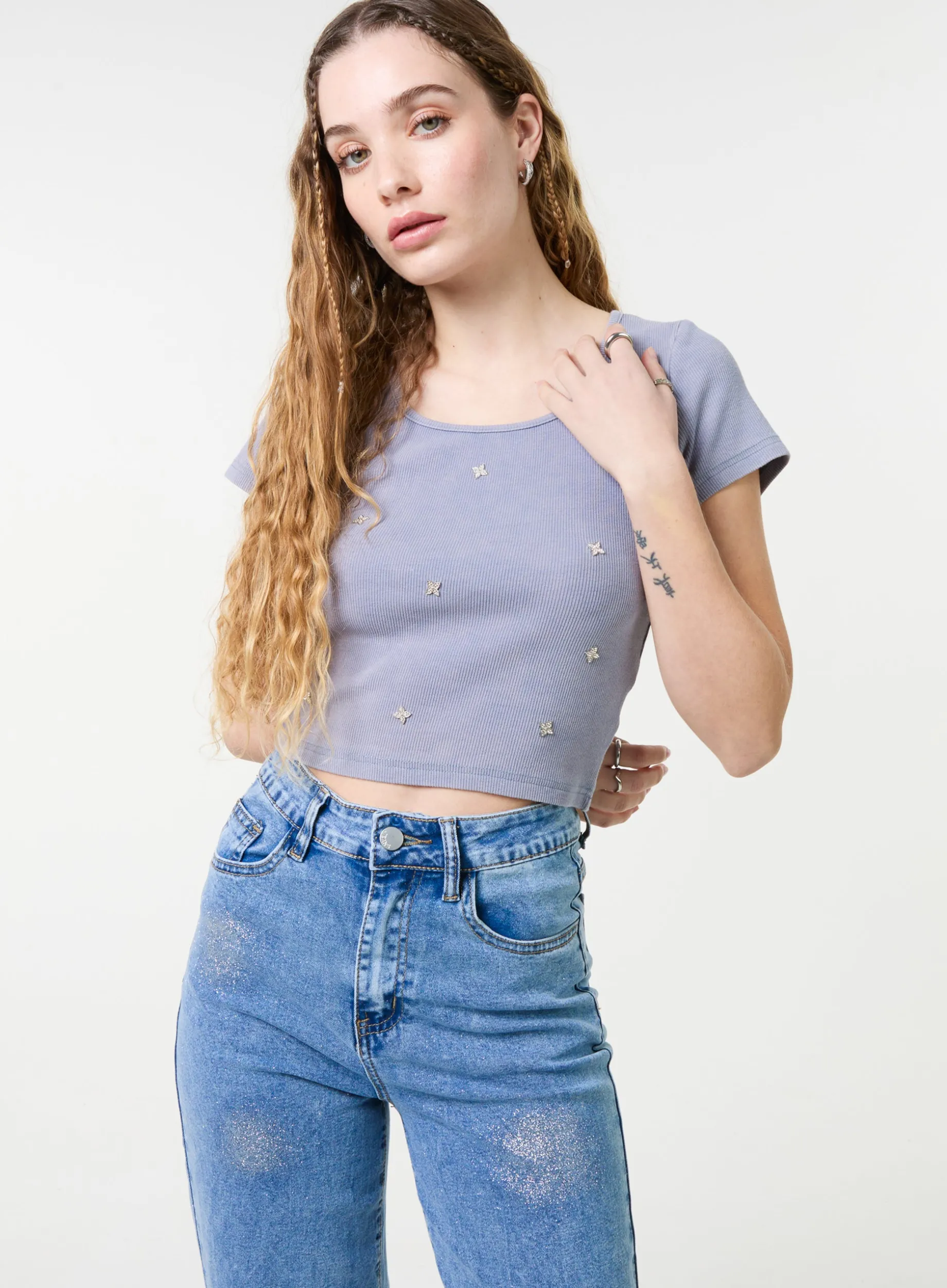 Embellished Wash Rib Top