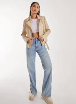 Faux PU Leather Biker Jacket