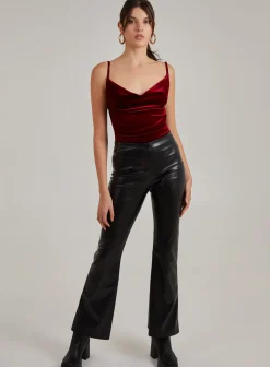 Flare Leather Look Trousers