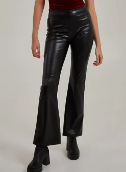 Flare Leather Look Trousers