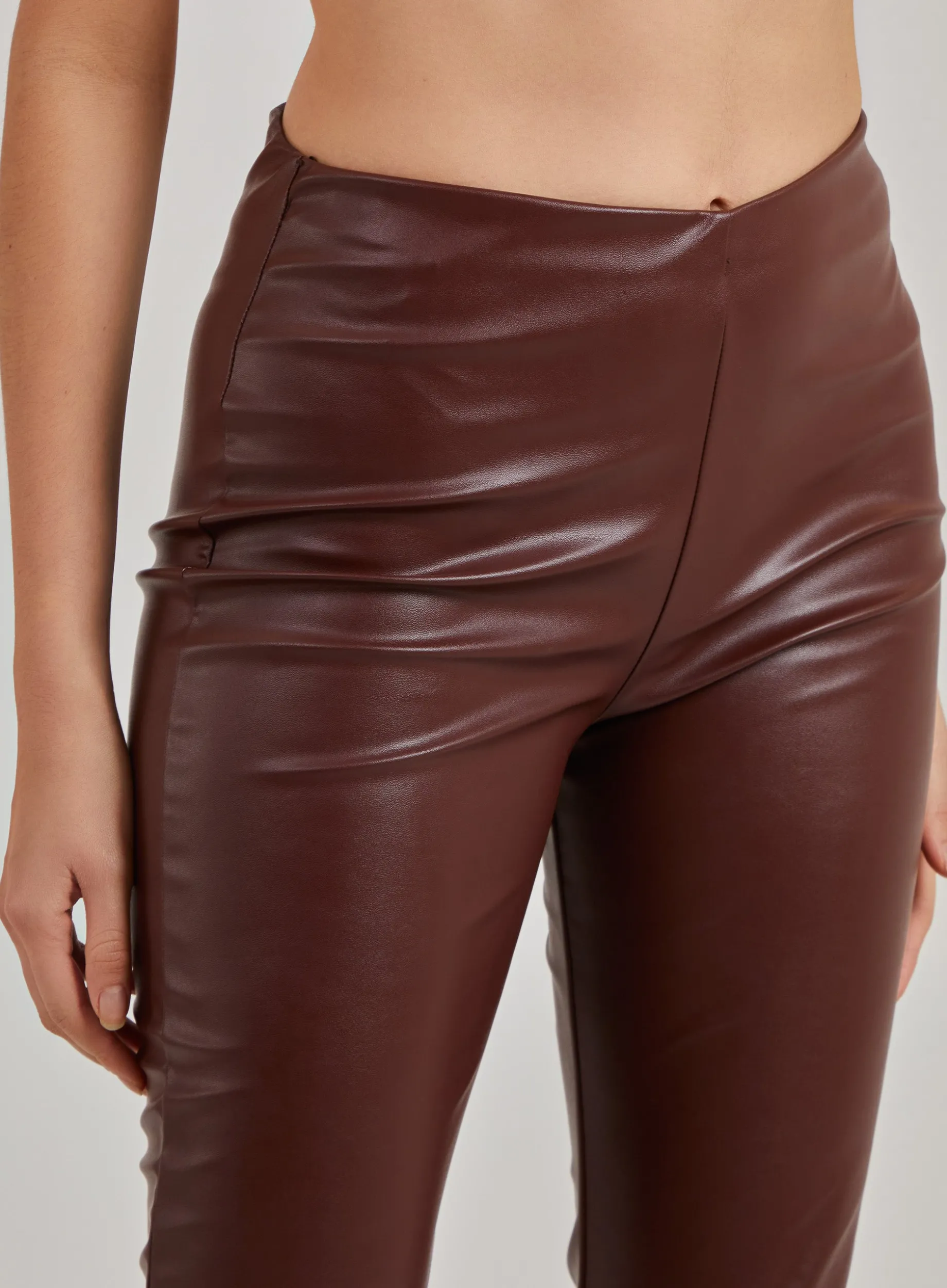Flare Leather Look Trousers