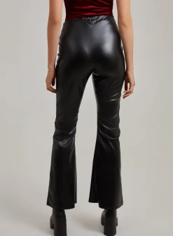 Flare Leather Look Trousers