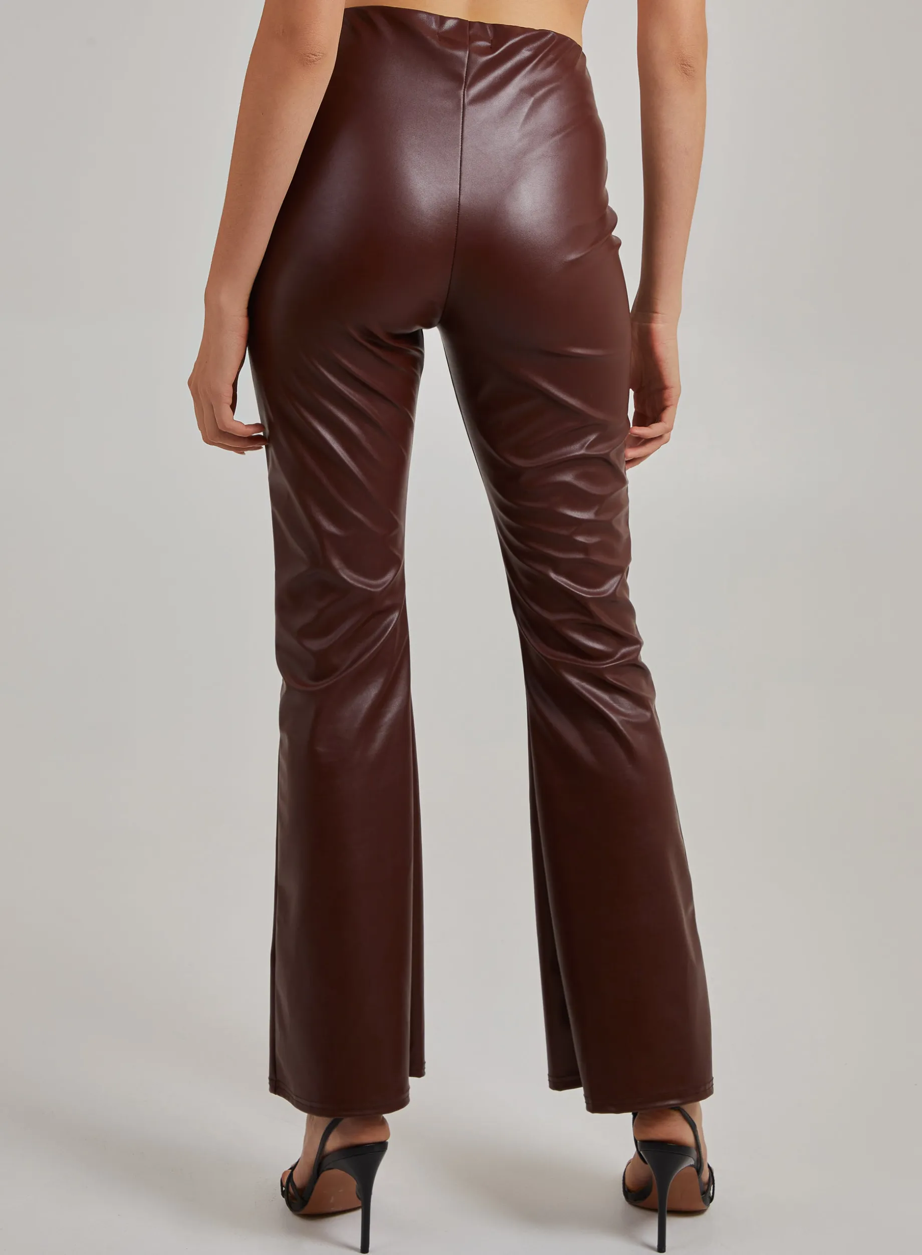 Flare Leather Look Trousers