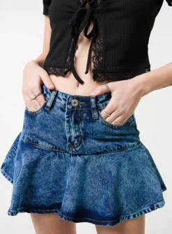 Flippy Denim Mini Skirt With Shorts