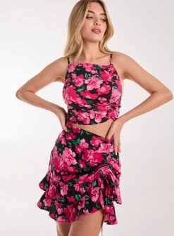 Floral Ruched Cami Top