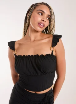 Frill Strap and Trim Crop Top