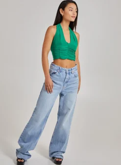 Gathered Halter Neck Slinky Top