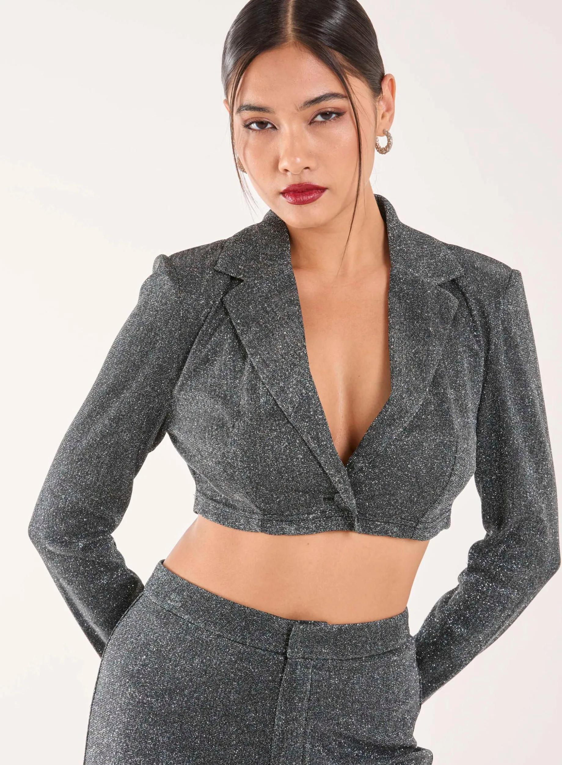 Glitter Cropped Blazer