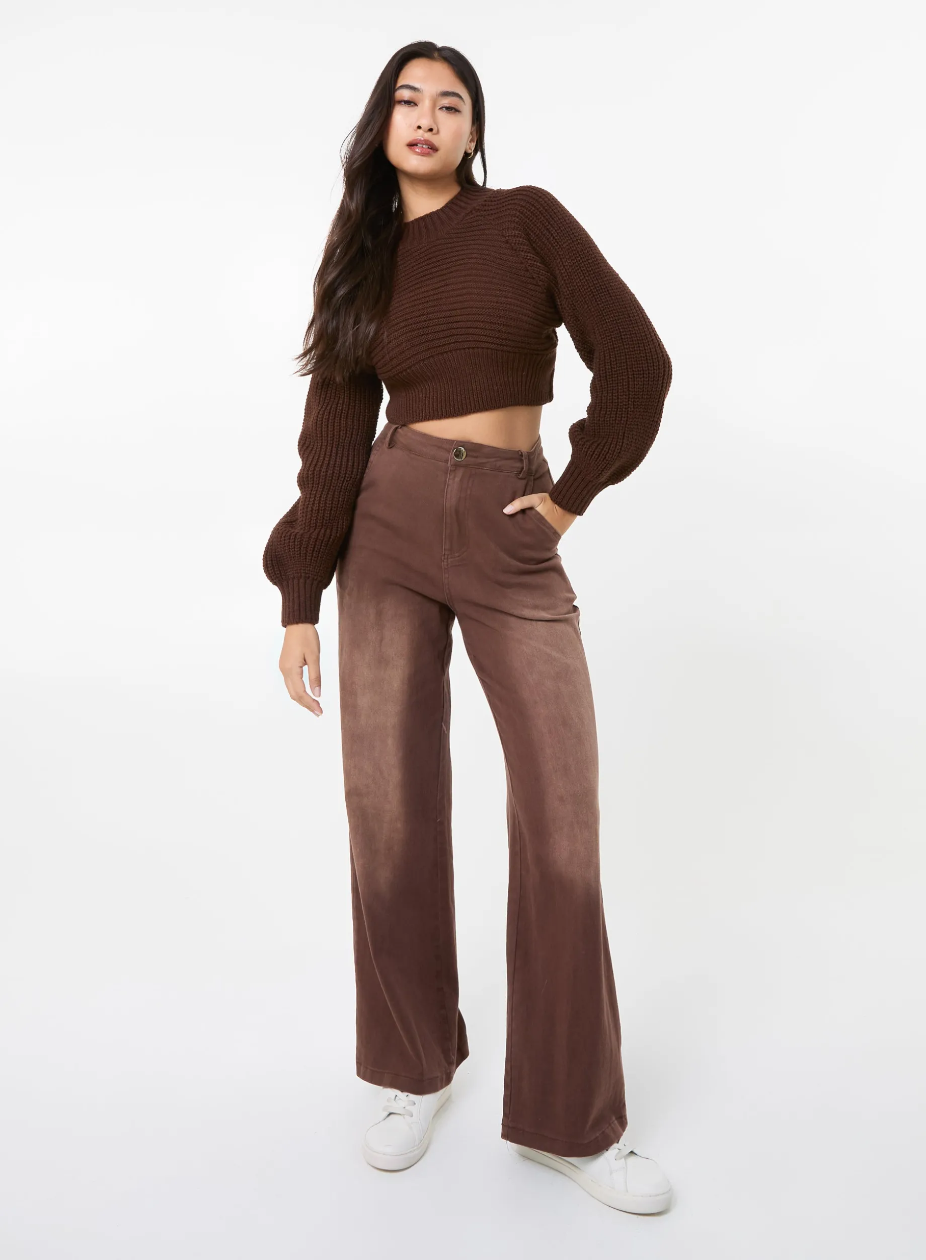 High Neck Knitted Crop Jumper
