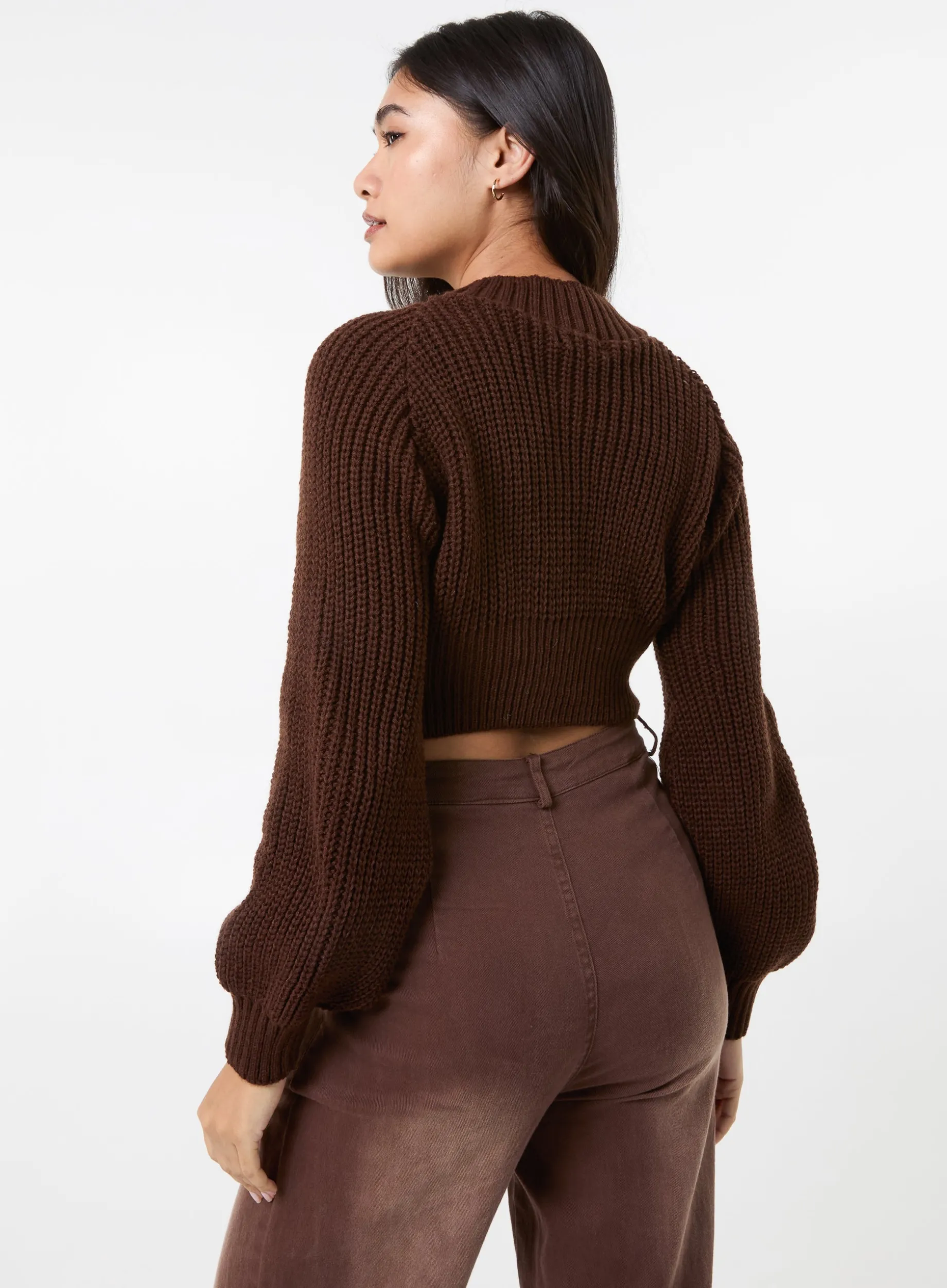 High Neck Knitted Crop Jumper
